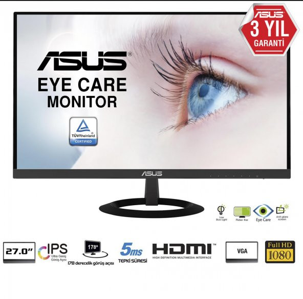 27 ASUS VZ279HE IPS 1920x1080 5ms 3YIL 2HDMI D-SUB EyeCare UltraS