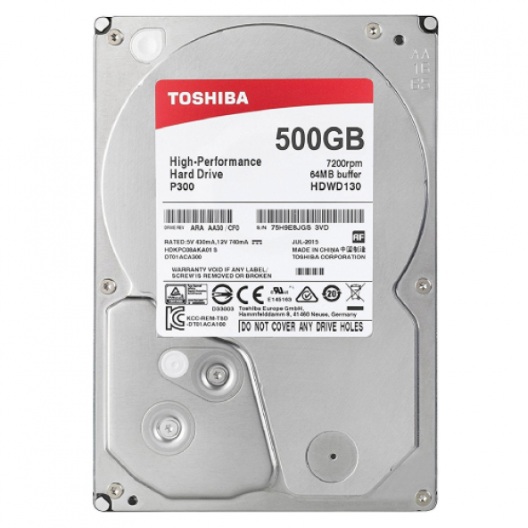 TOSHIBA 500GB 3.5" 7200RPM SATA3 HDWD105UZSVA 64MB