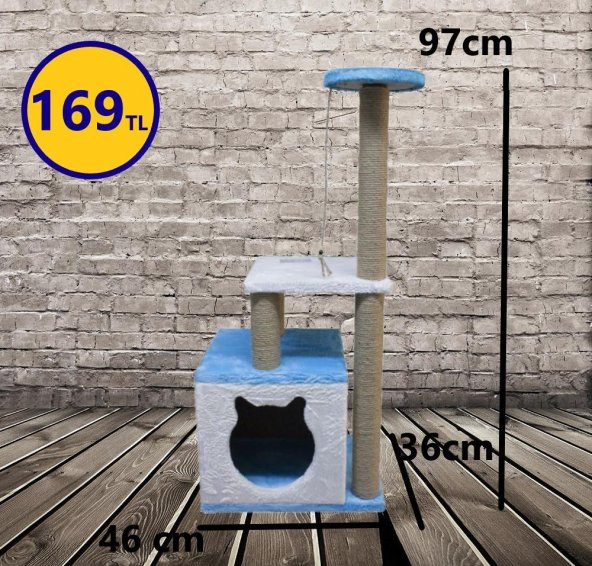 Catlıfe Katlı Yuvalı Kare Kedi Tırmalama Platformu 97 Cm