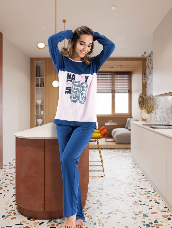 Derya Kurşun Uzun Kol Bayan Pijama DK1109