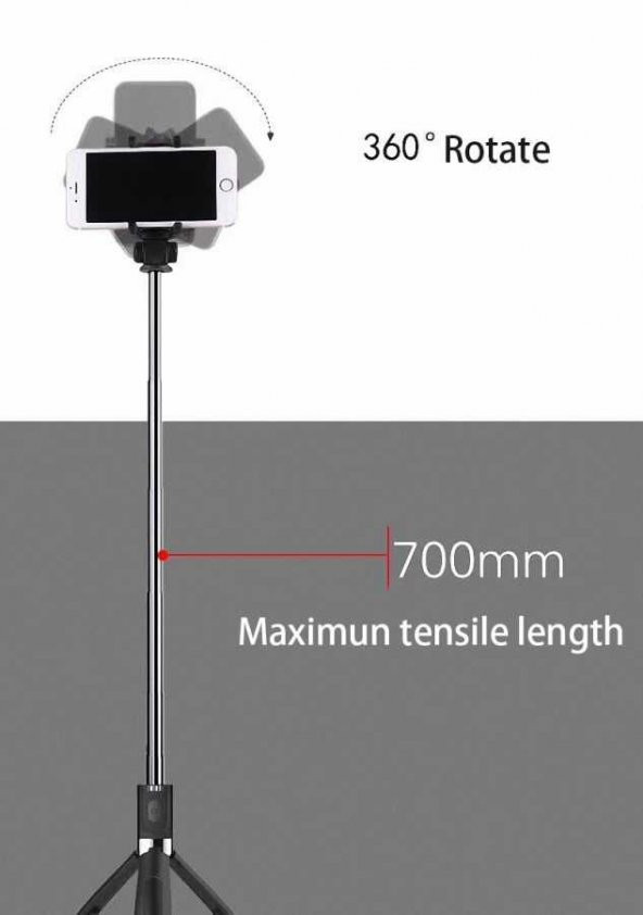 Tripod Özellikli Selfie Çubuğu Selfie Monopod Bluetooth Kumandalı - 3
