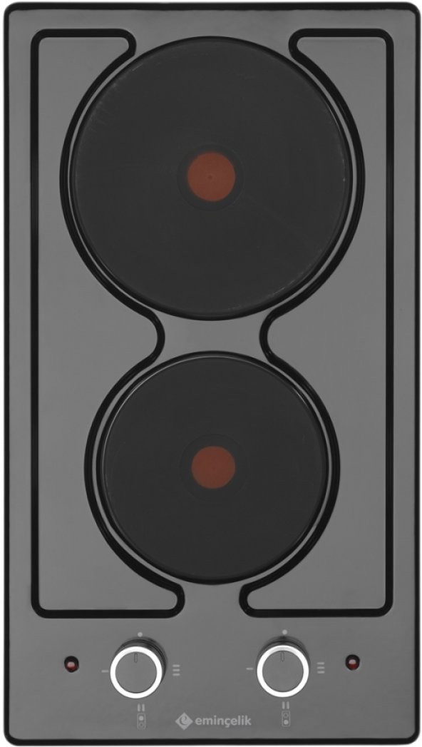 Eminçelik 41242 Ankastre İki Gözlü Elektrikli Siyah Domino Ocak
