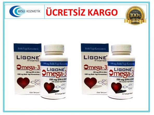 Ligone Omega-3 60 Kapsül 550 MG EPA &amp DHA 2 Lİ PAKET