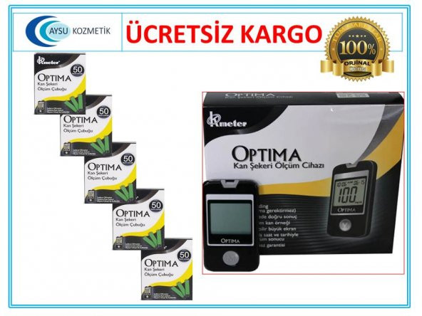 OPTİMA KAN SEKERİ ÖLÇÜM CİHAZI + 5 KUTU STRİP 250 ADET