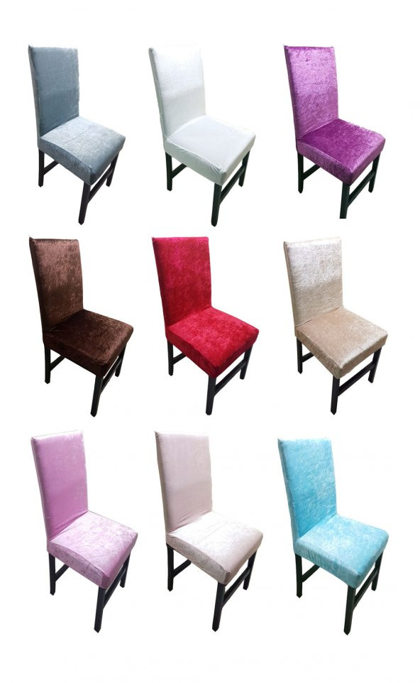 Kadife Sandalye Kılıfı 6'Lı Takım - 10 Renk Seçeneği -1.Kalite Likralı Kadife Kumaş