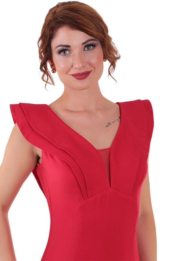 Kalın Askılı Uzun Abiye Elbise - 5