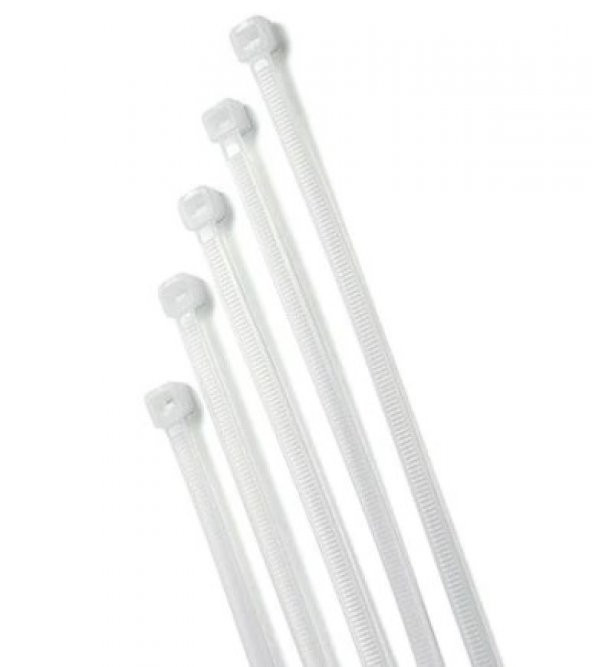 Plastik Cirt Kelepçe Kablo Bagi Beyaz 3.6X300 mm (100 Adet)