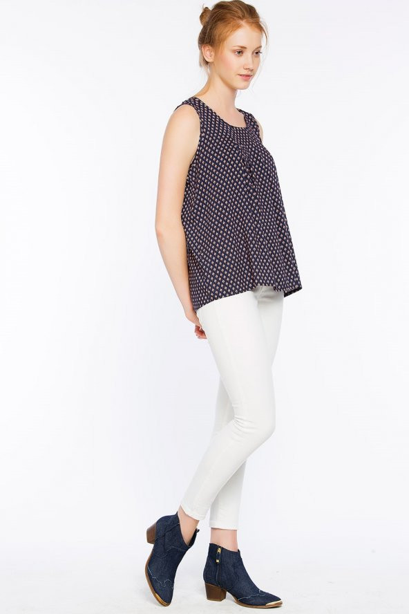 Piecenza - Poplin Mini Desenli Lacivert Gömlek | 160056-1 - 3