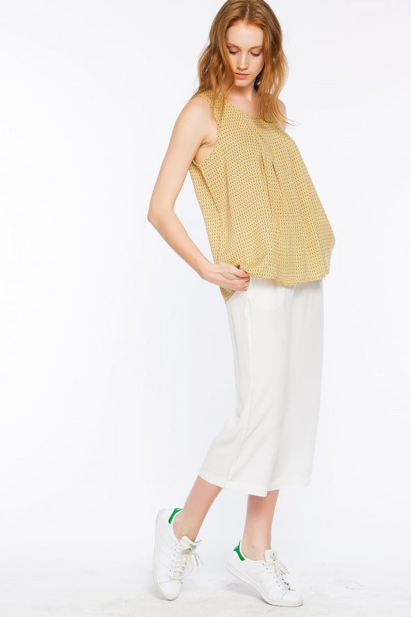 Piecenza - Poplin Mini Desenli Sarı Gömlek | 160056-2 - 1