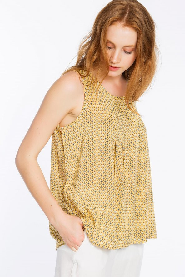 Piecenza - Poplin Mini Desenli Sarı Gömlek | 160056-2 - 3