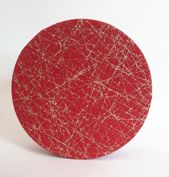 KUTU YUVARLAK KIRMIZI ALTIN 22CM X 22CM X 8CM - 5