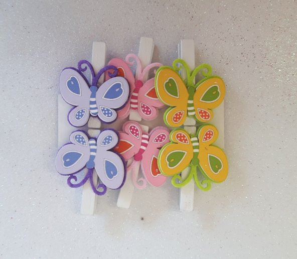 KELEBEKLİ DEKORATİF MANDAL 6LI