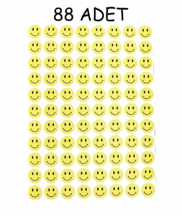 88 Adet Gülen Yüz Sticker 13mm Sarı Gülen Yüz Emoji Çıkartma