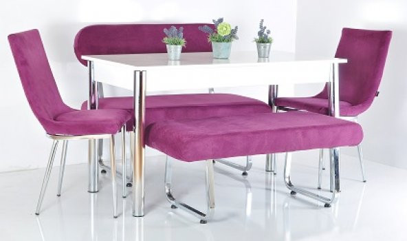 6 KİŞİLİK MUTFAK MASASI TAYTÜYÜ BANK TAKIMI MASA SANDALYE TAKIMI YEMEK MASASI - 2