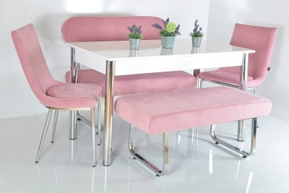 6 KİŞİLİK MUTFAK MASASI TAYTÜYÜ BANK TAKIMI MASA SANDALYE TAKIMI YEMEK MASASI - 3