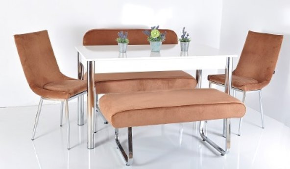 6 KİŞİLİK MUTFAK MASASI TAYTÜYÜ BANK TAKIMI MASA SANDALYE TAKIMI YEMEK MASASI - 7