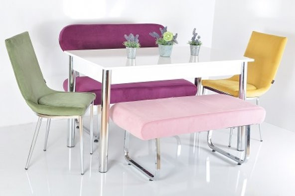 6 KİŞİLİK MUTFAK MASASI TAYTÜYÜ BANK TAKIMI MASA SANDALYE TAKIMI YEMEK MASASI - 8