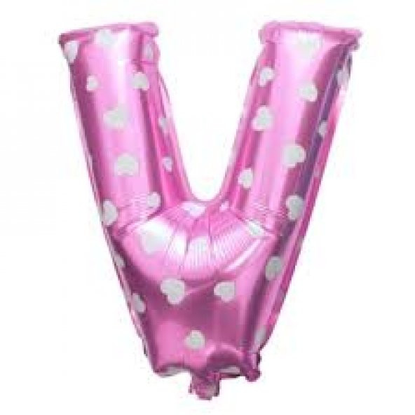 FOLYO BALON V HARF PEMBE KALPLİ 40CM - 2
