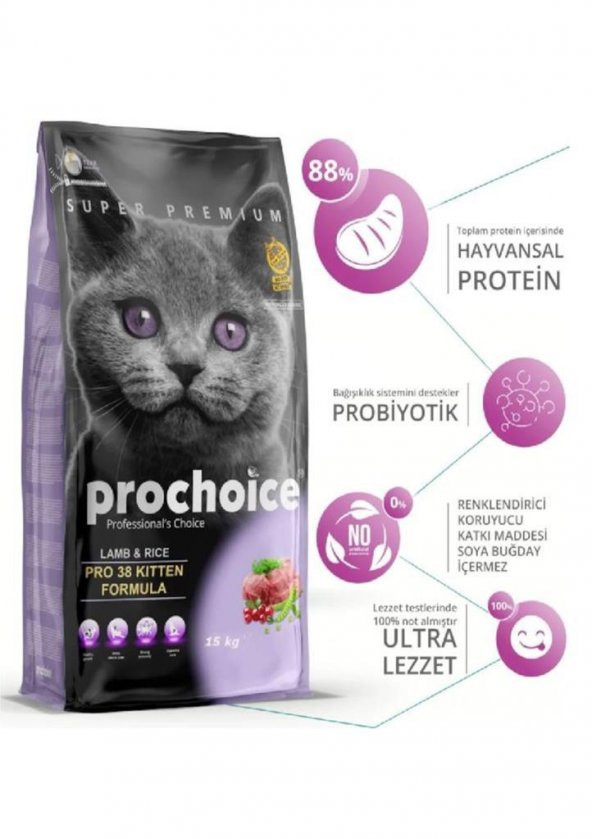 Prochoice Kuzu Etli Yavru Kedi Maması 15 Kg