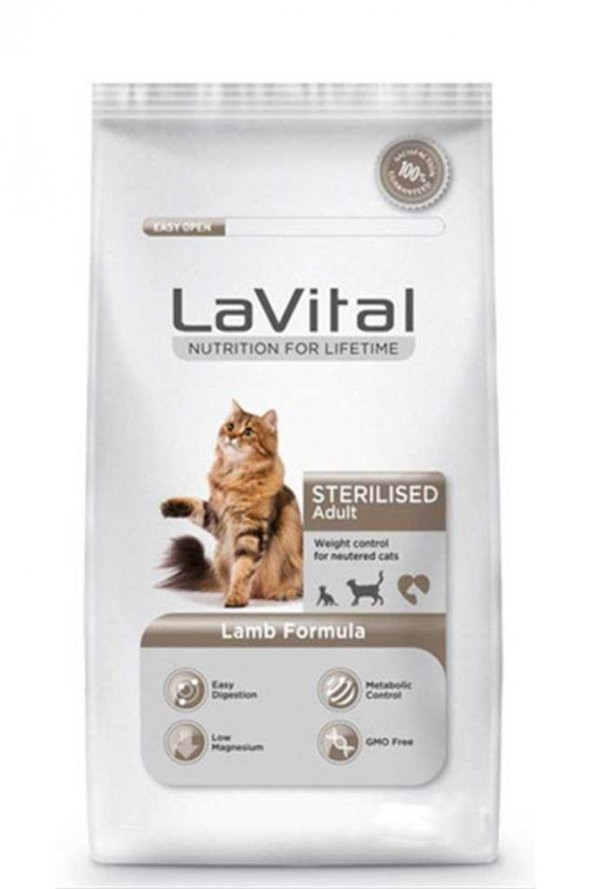 Lavital Kısırlaştırılmış Kuzu Etli Yetişkin Kedi Maması 12 Kg