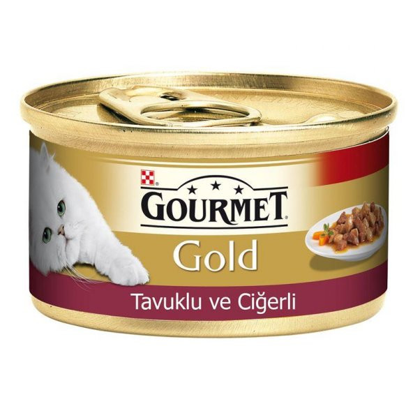 Gourmet Gold Parça Etli ve Soslu Tavuk Etli Ciğerli Kedi Konservesi 85 Gr
