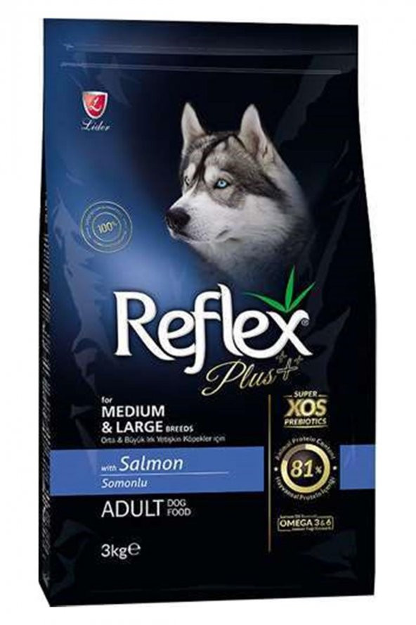Reflex Plus Somonlu Orta ve Büyük Irk Yetişkin Köpek Maması 3 Kg