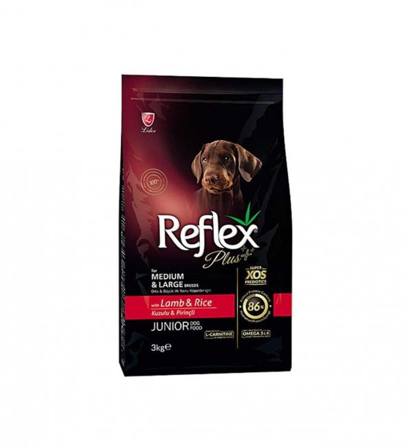 Reflex Plus Kuzu Etli Orta ve Büyük Irk Yavru Köpek Maması 3 Kg