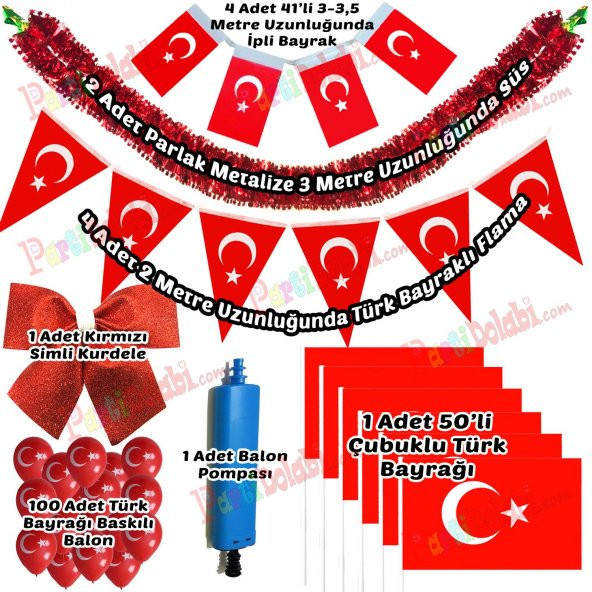 23 Nisan Türk Bayraklı Balonlu Süsleme Paketi, 29 Ekim Süsleri - 1
