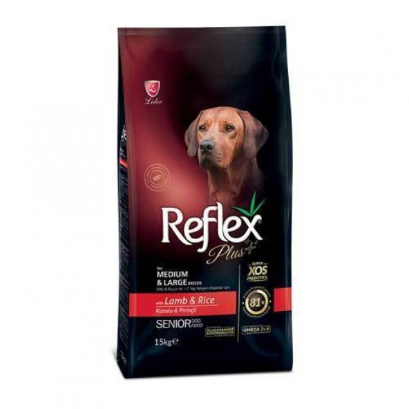 Reflex Plus Kuzu Etli Orta ve Büyük Irk Yaşlı Köpek Maması 15 Kg