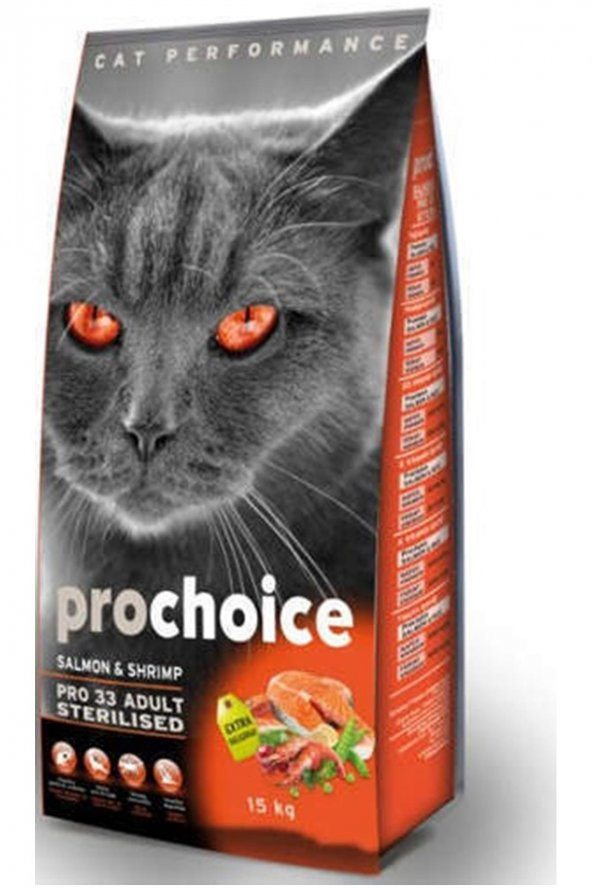 ProChoice Pro 33 Kısırlaştırılmış Somonlu Kedi Maması 15 KG