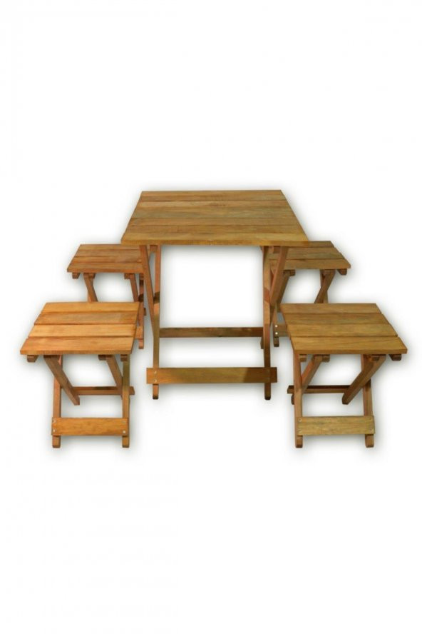 Ahşap Katlanır Piknik Masası Takımı - Ahşap Katlanabilir Masa ve Tabure
