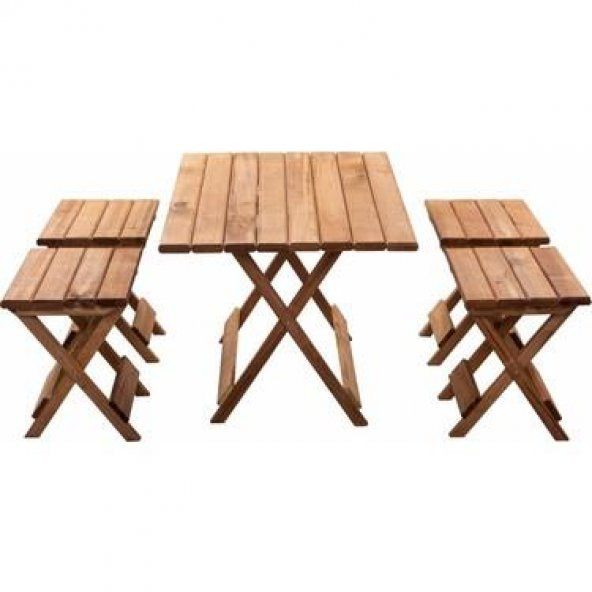 Ahşap Katlanır Piknik Masası Takımı - Ahşap Katlanabilir Masa ve Tabure - 3