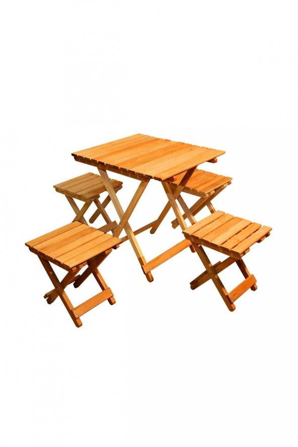 Ahşap Katlanır Piknik Masası Takımı - Ahşap Katlanabilir Masa ve Tabure - 8