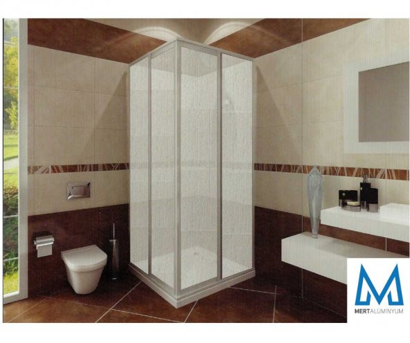 ***Şok** BEYAZ MİKA KÖŞE DUŞAKABİN ÖZEL ÜRETİM- HEDİYELİ 110x110 - 2