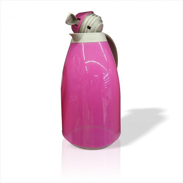 Profesyonel İçi 750cl Cam Tüp Hazneli Pembe Metal Gövdeli Bas Kulplu Soğuk Sıcak Termos Suluk Matara - 3