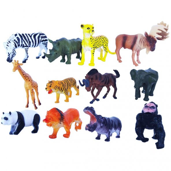Oyuncak Hayvan Seti Vahşi Mini Hayvanlar 12 Li Animal Etkinlik