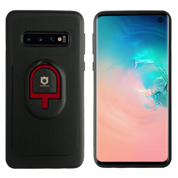 Samsung S10 (G973) iFace Yüzük Tutuculu Arka Kapak Halka-Bordo - 3