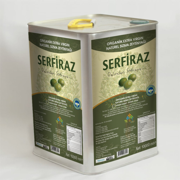 Serfiraz Organik Soğuk Sıkım Natürel Sızma Zeytinyağı Teneke 10 Lt.