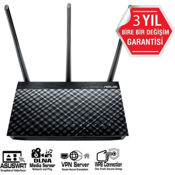 ASUS DSL-AC51 DualBand-Ebeveyn Kontrol Destekli-DLNA-VPN-ADSL-VDSL-FiBER-MODEM Router