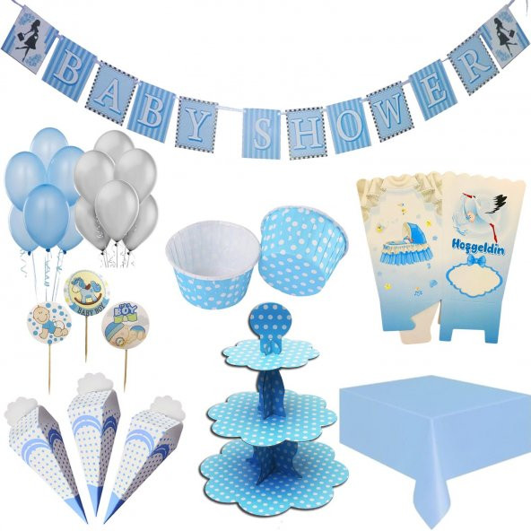 Erkek Baby Shower Süsleri Seti Paketi - 1