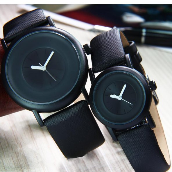 Sinobi Sevgili Çift Kol Saati Takım Kombin Saat Komple Siyah Renk Sade Kadran Kampanyalı Fiyat