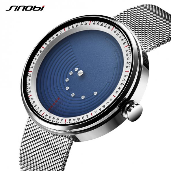 Sinobi Erkek Kol Saati Çelik Hasır Kordon Farklı Tasarım Gri Siyah Dikkat Çeken Şık Tasarım - 2