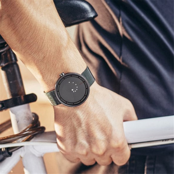 Sinobi Erkek Kol Saati Çelik Hasır Kordon Farklı Tasarım Gri Siyah Dikkat Çeken Şık Tasarım - 4