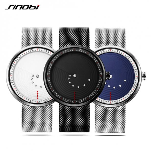 Sinobi Erkek Kol Saati Çelik Hasır Kordon Farklı Tasarım Gri Siyah Dikkat Çeken Şık Tasarım - 7