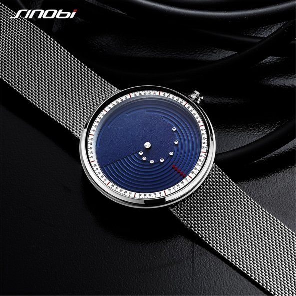 Sinobi Erkek Kol Saati Çelik Hasır Kordon Farklı Tasarım Gri Siyah Dikkat Çeken Şık Tasarım - 8