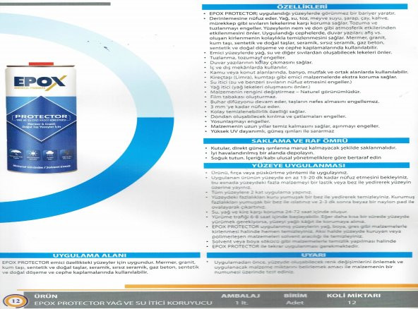 MERMER GRANİT YÜZEYLER İÇİN YAĞ-SU İTİCİ KORUYUCU CİLA 12 ADET - Resim 3