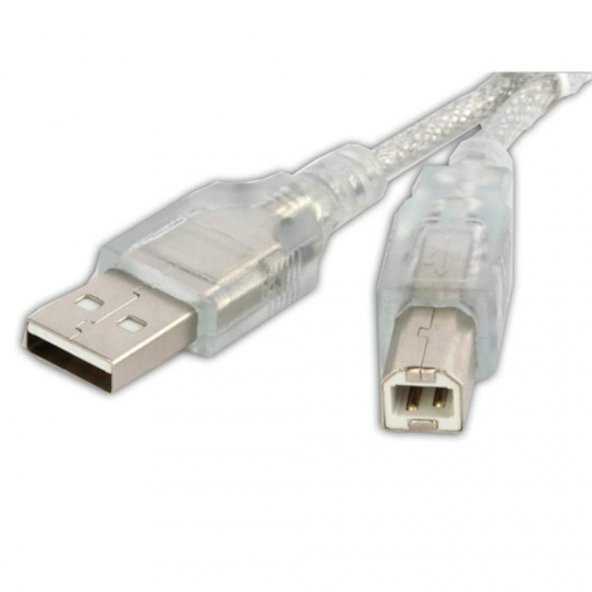USB Yazıcı Kablosu 3metre PRİNTER KABLOSU ŞEFFAF USB 2.0