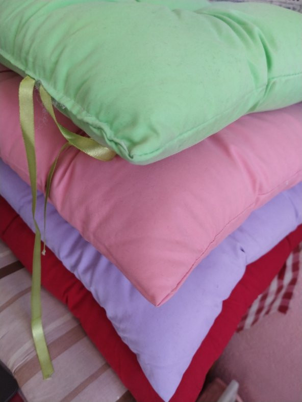 Dekoratif Pofuduk Bağcıklı Silikonlu Sandalye Minderi - 10