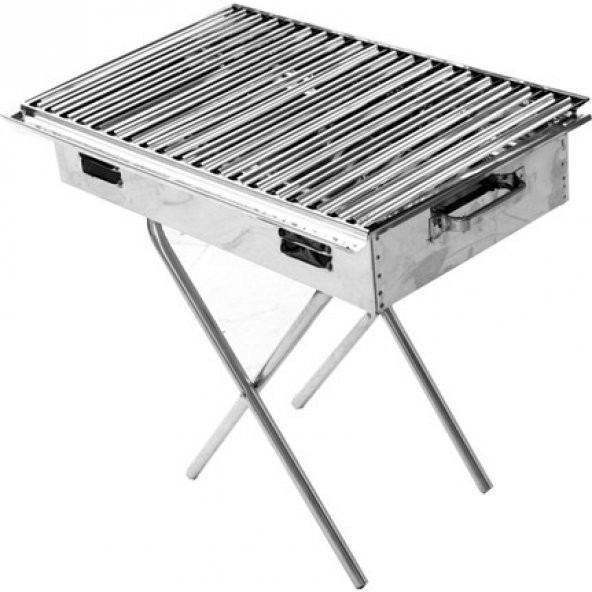 Paslanmaz Ayaklı Mangal 60cm Seyyar Kömürlü Mangal Barbekü Büyük - 2