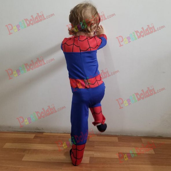 Kaslı Örümcek Adam Spiderman Kostümü Çocuk (2-9 Yaş arası)+ Maske - 4